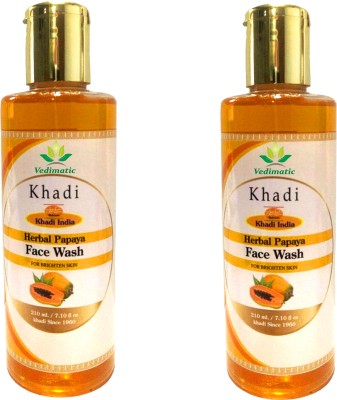 vedimatic KHADI HERBAL PAPAYA FACEWASH-210ML (PACK OF2) Face Wash(420 ml)