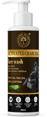 Puro Miles Activated Charcoal face wash with Aloevera & Tea Tree Oil / Natural D-Tan / Anti-Pollution/Skin Brightening/Skin Glow Face Wash(100 ml)