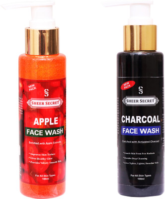 Sheer Secret Apple  100gm and Charcoal  100gm Combo Face Wash(200 ml)