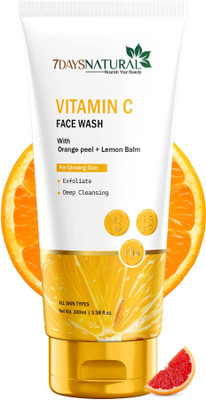 7days natural Vitamin C Face Brightening  for Instant Glow | With Orange Peel Extract- Sulfate & Paraben Free Face Wash(100 ml)