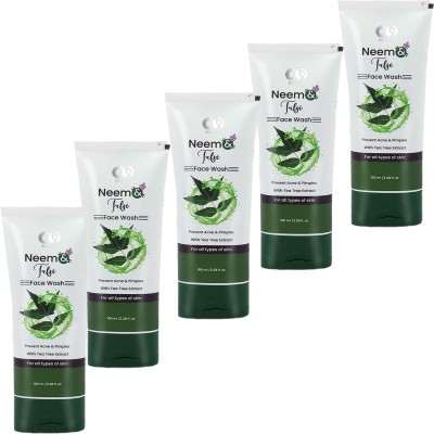 NG MART CO BEAUTY NEEM & TULSI FACEWASH FOR ACNE PIMPLES & SKIN CLEANSING PCK OF - 5 Face Wash(500 ml)