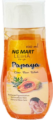 NG MART LEIHA PAPAYA GLOW FACEWASH FOR REDUCE PIGMENTAION & MOISTURE SKIN PACK OF - 100ml x 1 Face Wash(100 ml)