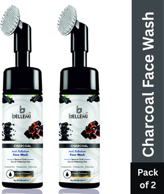 bellemi Charcoal Foaming For Deep Cleaning With Licorice Fight Against Pollutant ( PACK OF 2 ) Face Wash(300 ml)