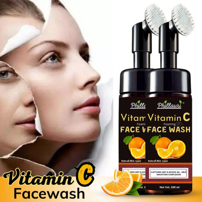 Phillauri Super Glow Vitamin C Foaming With Built in Brush for Deep Cleansing Face Wash(300 ml)