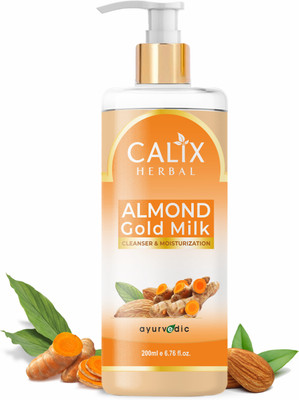calix Herbal Organic & Ayurvedic Almond Gold Milk Face Cleansing Lotion For Deep Skin Cleansing, Hydrates & Nourishes Skin, Bright Skin - Men & Women Suitable All Types Of Skin Face Wash(200 ml)