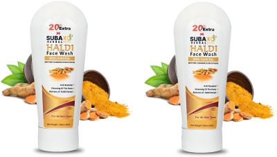 Subaxo Herbal Turmeric|Haldi|Anti Bacterial| Face Glowing|Spots Removal|2 pc,Each 120ml For Women & Men Face Wash(240 ml)