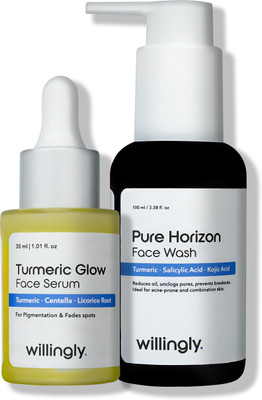 Willingly Turmeric Serum and Salicylic  for Acne & Dark Spots (2 Set) Face Wash(130 ml)