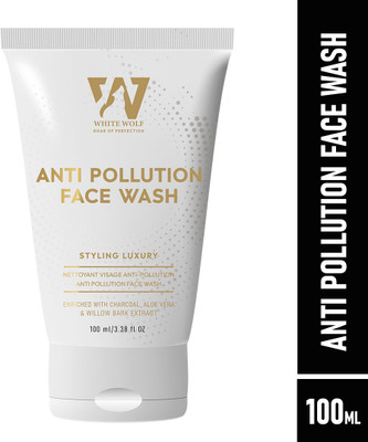 White Wolf Anti Pollution  For Men with Activated Charcoal and Aloe Vera | Increase Brightening & Oil Control Face Wash(100 ml)