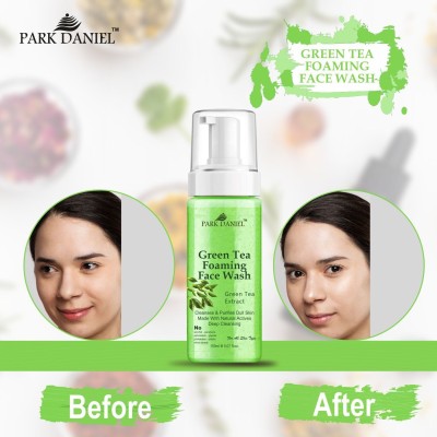 PARK DANIEL Natural Green Tea Foam  For Skin Glowing|Healing Pack of 2 150ML(300ML) Face Wash(300 ml)