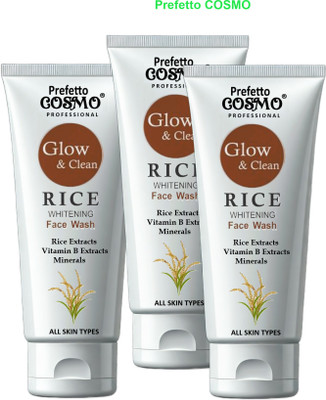 Prefetto COSMO Pack of 3 for Hydrating & Clear Complexion Rice Face Wash(100 g)