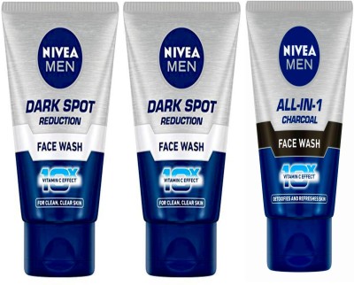 NIVEA 2pc Dark Spot 50gm & 1pc All in one 50gm Fw Set of 3 Face Wash(150 ml)