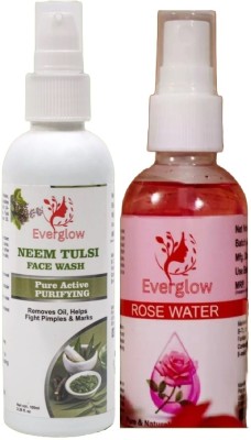 Ever Glow Pure Rose Water Spray Gulab Jal with Neem Tulsi  Face Wash(200 ml)