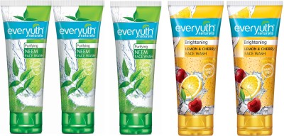 Everyuth Naturals purifying neem 50g 3pc & brightening lemon 50g 2pc Face Wash(250 g)