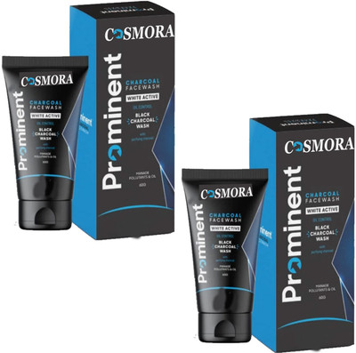COSMORA PROMINENT CHARCOAL FACEWASH FOR DEEP CLEANSING & PIMPLES FREE SKIN PACK OF - 2 Face Wash(120 g)