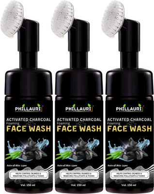 Phillauri Activated Charcoal Face wash for Blackheads, Dark Spots & Deep Cleansing Foaming with Built-In Face Brush Face Wash(450 ml)