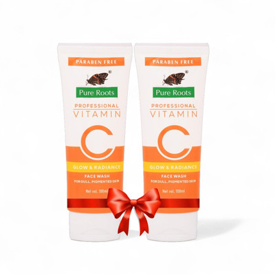 Pure Roots Vitamin C  pack of 2 - 100ML for Brightening, Glwoing, Cleansing Face Wash(200 ml)
