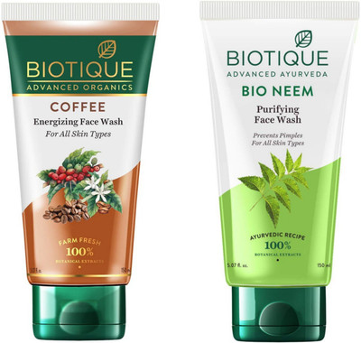 BIOTIQUE Coffee Energizing  150 ML & Fresh Neem  150 ML Face Wash(300 ml)