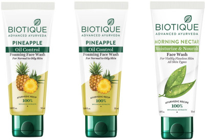 BIOTIQUE Pineapple  50 ml (Pack of 2), Morning Nectar  50 ml (Pack of 1). Face Wash(150 ml)