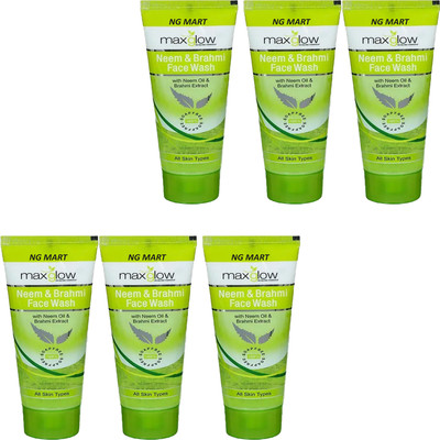 NG MART MAXGLOW NEEM & BRAHMI FACEAWASH FOR DEEP CLEANSING & GLOWING SKIN PACK OF - 60ml x 6 Face Wash(360 ml)