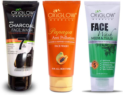 oxy glow herbals  Charcoal,Papaya & Neem Tulsi Face Wash(300 g)