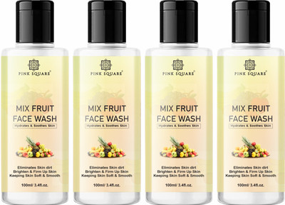 Pink Square Mix Fruit Deep Cleansing /Fash Cleanser For Skin Glow Pack 4 of 100ML Face Wash(400 ml)