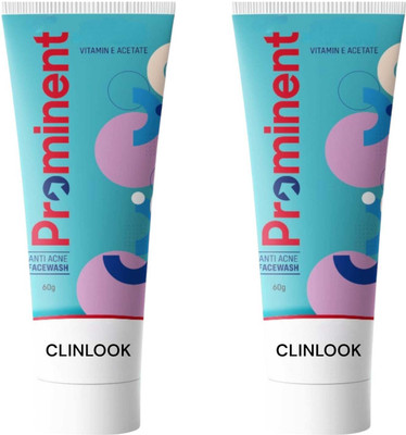 CLINLOOK PROMINENT ANTI ACNE FACEWASH WITH VIATMIN E GIVE GLOWING REFERSHING HEALTHY SKIN PACK OF (60ML X 2) Face Wash(120 g)