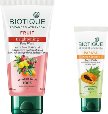 BIOTIQUE Fruit 150ml & Papaya 100ml Facewash Face Wash(250 ml)