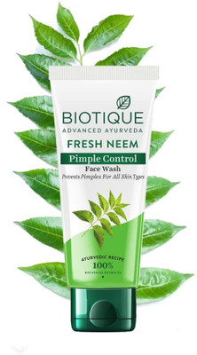 BIOTIQUE Fresh Neem Pimple Control Prevents Pimples|All Skin Types| Men & Women Face Wash(100 ml)