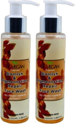 Dr Vegan Blemish & Pigmentation Repair  with Papaya Extract | Wrinkle Reduction - (Pack of 2) 100 ml each Face Wash(200 ml)