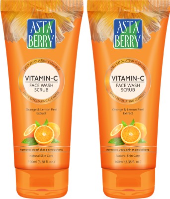 ASTABERRY Vitamin C  Scrub 100ml, Pack 2 (2 x 100m Face Wash(200 ml)