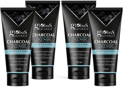 Globus Naturals Activated Charcoal  Enriched With Tea-Tree|Anti-Pollution|Anti-Acne| Face Wash(400)