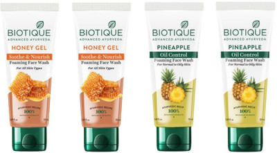 BIOTIQUE  50 ML - Honey Gel Qty-2 & Pineapple Qty-2 Face Wash(200 ml)