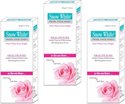 Snow White Pearl FaceWash (Pack of 3) for Acne, Dark Circles, Pimples Spots, Anti-Aging Face Wash(180 g)