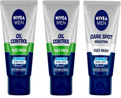 NIVEA 2pc Oil Control 50gm & 1pc Dark Spot 50gm Fw Set of 3 Face Wash(150 ml)