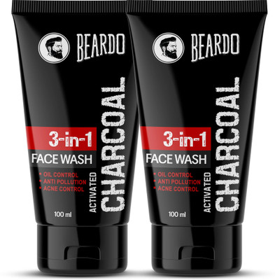 BEARDO Activated Charcoal Anti-Pollution Deep Cleaning |Removes Dirt & Impurities Combo Face Wash(200 ml)