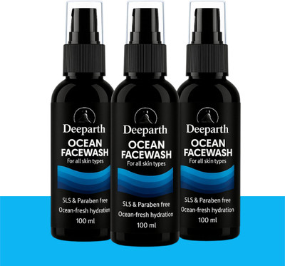 Deeparth Ocean for Men (Pack-3, 100ml Each) – Pimple Control, Brightening Wash, Hydrated Skin Face Wash(300 ml)
