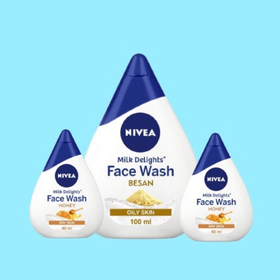 NIVEA 1 Besan 100ml & 2p Honey 50ml facewash Set of 3 Face Wash(200 ml)