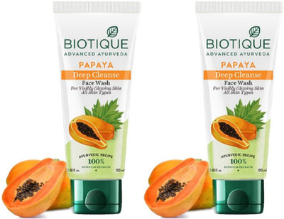 BIOTIQUE Papaya 100 Ml Deep Cleanse Face wash Set of 2 Face Wash(200 ml)