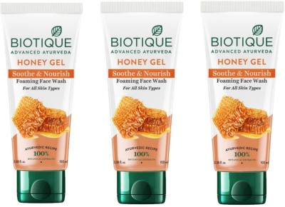 BIOTIQUE Honey Gel Soothe & Nourish  100 ML (Pack Of 3) Face Wash(300 ml)