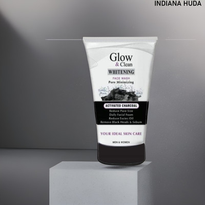 INDIANA HUDA Glow & Clean Whitening Charcoal  100g - Instant Glow Solution Face Wash(100 ml)