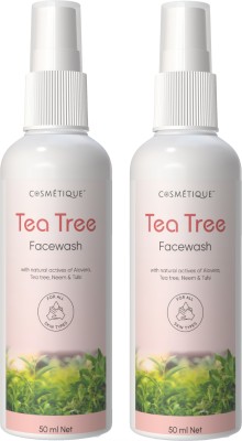 Cosmétique Tea Tree with Natural Actives of Aloevera, Tea Tree, Neem & Tulsi (2x 50ml) Face Wash(100 ml)