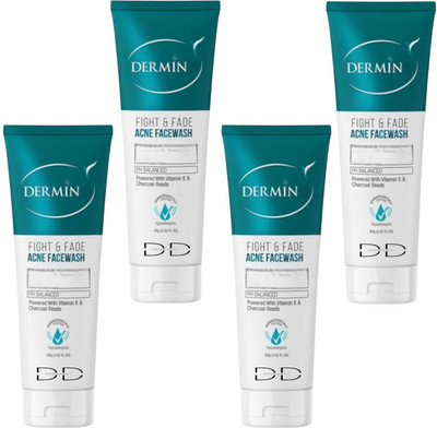 DOOMSDAY DER-MIN FIGHT & FADE ACNE FACEWASH WITH VITAMIN E GIVE CLEAR SMOOTH SKIN PACK OF- 60g x 4 Face Wash(240 g)