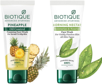 BIOTIQUE Pineapple 150ml & M Nectar 150ml Facewash Set of 2 Face Wash(300 ml)