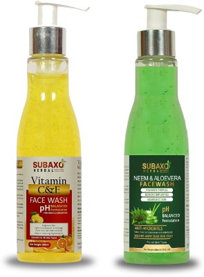 Subaxo Herbal Vitamin C & E  And Herbal Neem & Aloevera  Each 200 ml Face Wash(400 g)