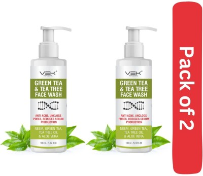 Vsk Professionals Green Tea & Tea Tree  Anti Acne, Unclogs Pores, Reduces Sebum Production ,Neem, Green Tea, Tea Tree Oil & Aloe Vera Face Wash(200 ml)