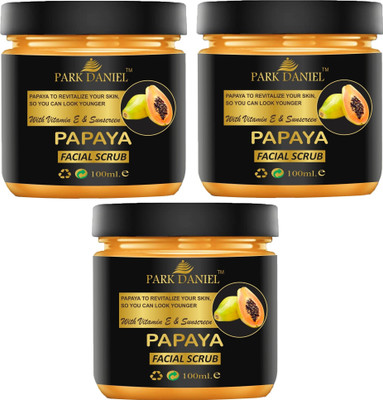 PARK DANIEL Papaya Extract Face Cleanser Scrub Deep Cleansing Skin Pack of 3 100 ML(300 ML) Face Wash(300 ml)
