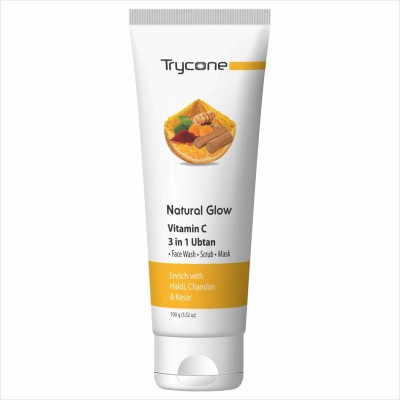 Trycone 3 in 1 Ubtan Facewash, Scrub & Mask with Haldi, Chandan, Kesar & Vitamin C Face Wash(100 g)