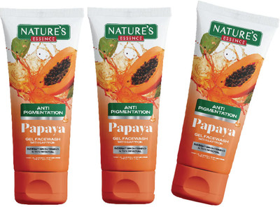 Nature's Essence De - Pigmentation For Women infused with Saffron reduces Spot Instant Brightening 50g Each Gel Papaya Face Wash(150 ml)