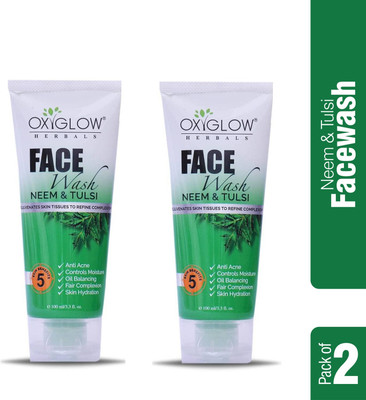 OXYGLOW Neem Tulsi Face wash,Acne prone skin,Controls oil & Prevents Pimples Pack of 2 Face Wash(200 g)
