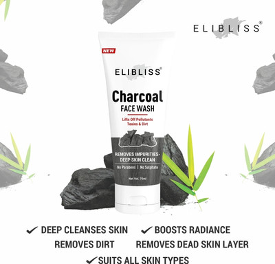 ELIBLISS Activated Charcoal Skin Brightening  All Skin Type Face Wash(75 ml)